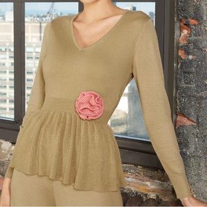 NY&Co Peplum Corsage Detail Sweater, Size Large